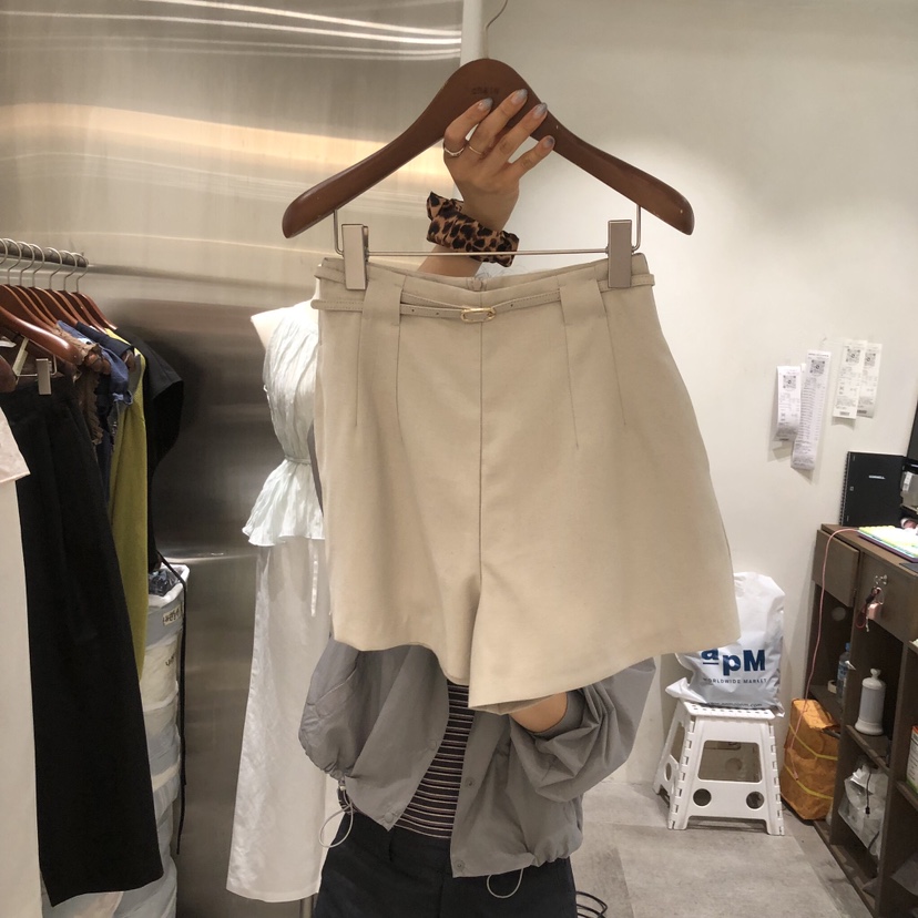 CHAE韓國直郵女裝新款26春夏職業時尚推薦熱賣短褲腰帶亞麻CHAE短褲圖色2