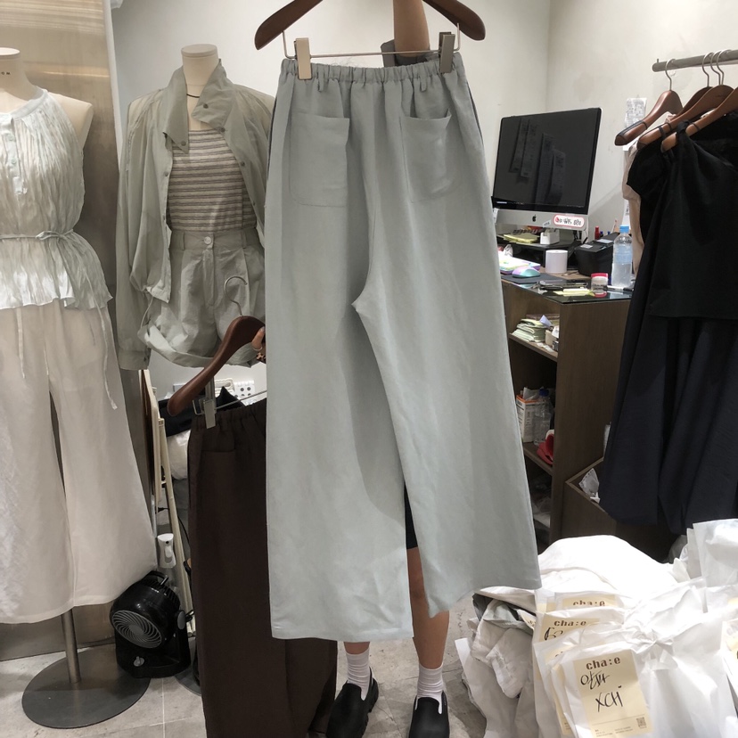 CHAE東大門實拍韓國女士新品休閑人氣熱賣休閑褲亞麻布紐扣CHAE休閑褲