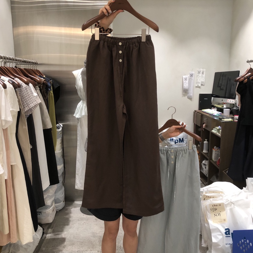 CHAE東大門實拍韓國女士新品休閑人氣熱賣休閑褲亞麻布紐扣CHAE休閑褲圖色2