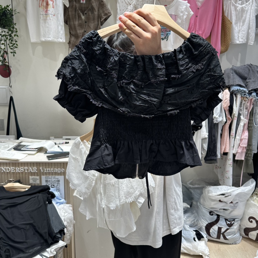 UNDERSTAR_VINTAGE韓國東大門直郵女裝新款26春夏襯衫蕾絲衫拉鏈UNDERSTAR_VINTAGE襯衫/蕾絲衫