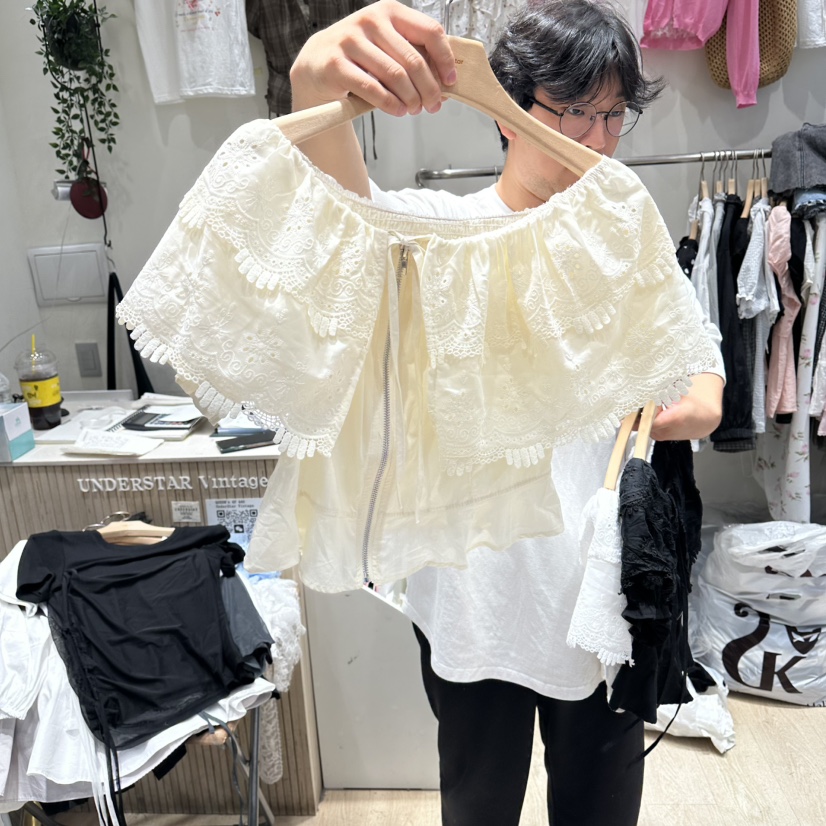 UNDERSTAR_VINTAGE韓國東大門直郵女裝新款26春夏襯衫蕾絲衫拉鏈UNDERSTAR_VINTAGE襯衫/蕾絲衫圖色2