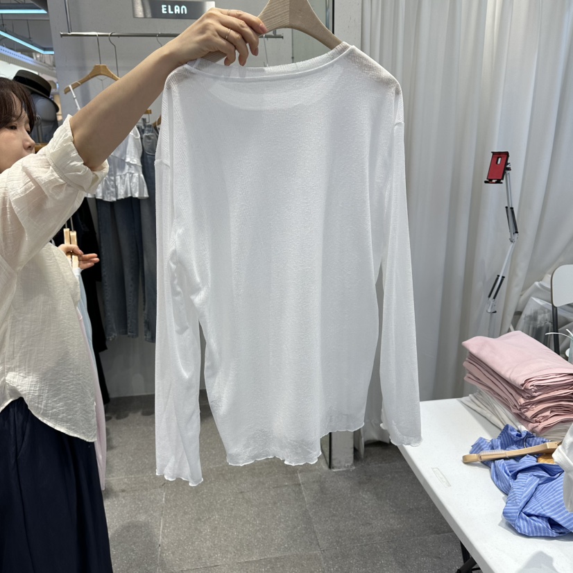 ELAN東大門實拍韓國女裝新品職業26春夏26夏季推薦長袖T恤ELAN長袖T恤