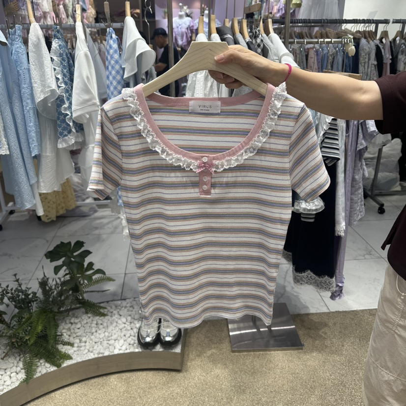 VIRUS韓國東大門直郵女裝新品休閑時尚26春夏人氣26夏季T恤VIRUST恤圖色1
