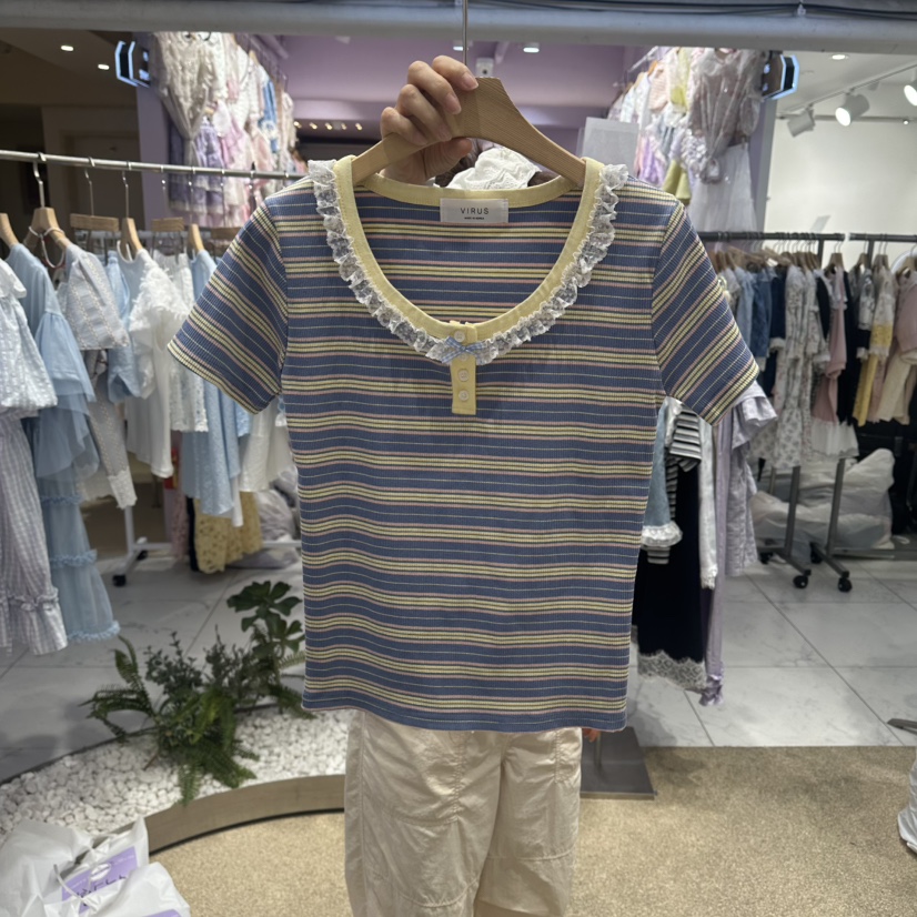 VIRUS韓國東大門直郵女裝新品休閑時尚26春夏人氣26夏季T恤VIRUST恤圖色2