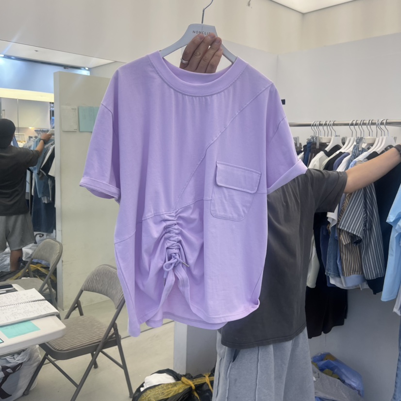 NON CLIP韓國直郵女裝新品休閑職業時尚26夏季T恤口袋褶裥NON CLIPT恤圖色1