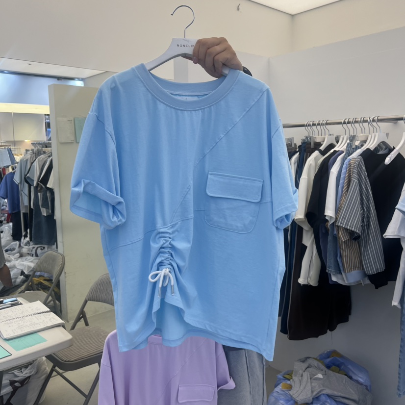 NON CLIP韓國直郵女裝新品休閑職業時尚26夏季T恤口袋褶裥NON CLIPT恤圖色2