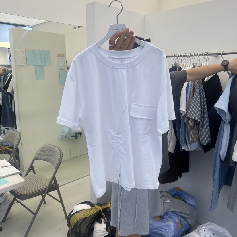 NON CLIP韓國直郵女裝新品休閑職業時尚26夏季T恤口袋褶裥NON CLIPT恤圖色3