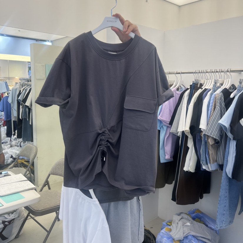 NON CLIP韓國直郵女裝新品休閑職業時尚26夏季T恤口袋褶裥NON CLIPT恤圖色4