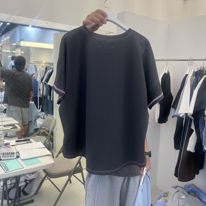 NON CLIP韓國直郵女裝新品熱賣休閑時尚人氣職業T恤撞色NON CLIPT恤