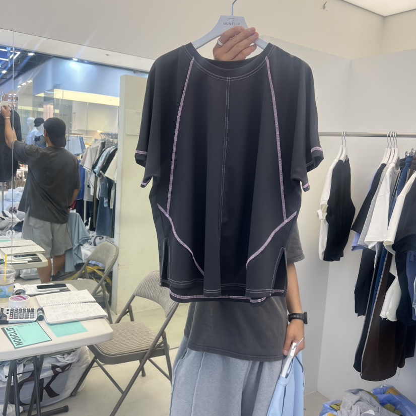 NON CLIP韓國直郵女裝新品熱賣休閑時尚人氣職業T恤撞色NON CLIPT恤圖色3