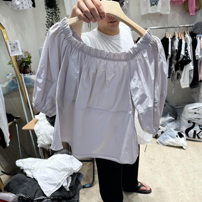 UNDERSTAR_VINTAGE韓國東大門直郵女士新品休閑襯衫蕾絲衫露肩UNDERSTAR_VINTAGE襯衫/蕾絲衫