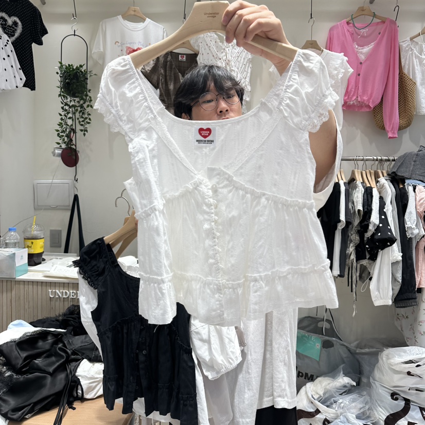 UNDERSTAR_VINTAGE韓國直郵女裝新品推薦熱賣休閑襯衫蕾絲衫UNDERSTAR_VINTAGE襯衫/蕾絲衫圖色1