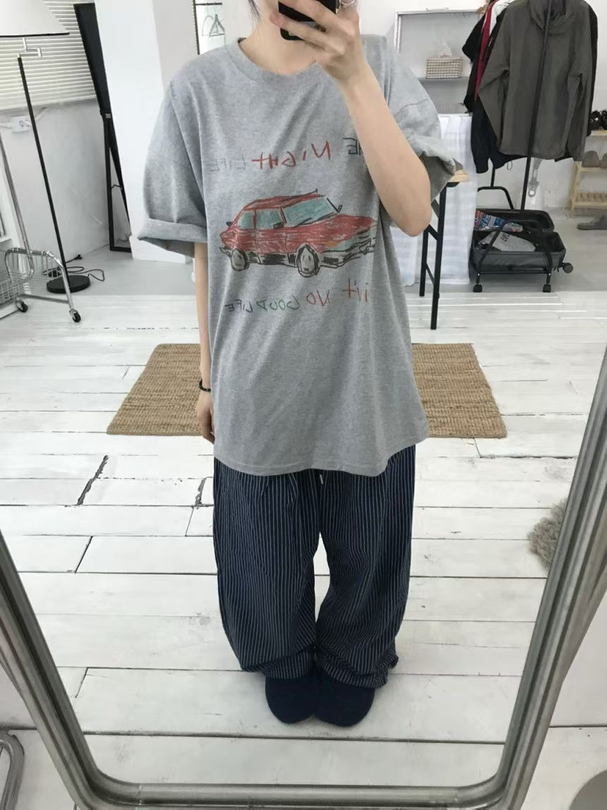 SENNE韓國代購女裝新品人氣休閑26春夏26夏季T恤男女同款SENNET恤圖色1