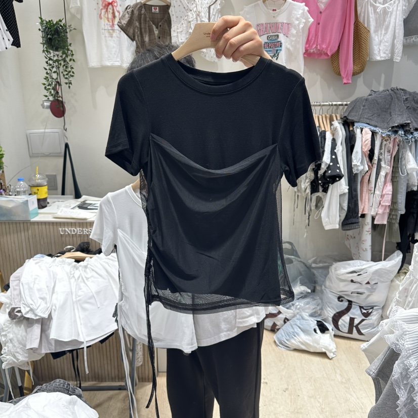 UNDERSTAR_VINTAGE韓國東大門直郵女士新品26春夏襯衫蕾絲衫褶皺雙層UNDERSTAR_VINTAGE襯衫/蕾絲衫圖色3