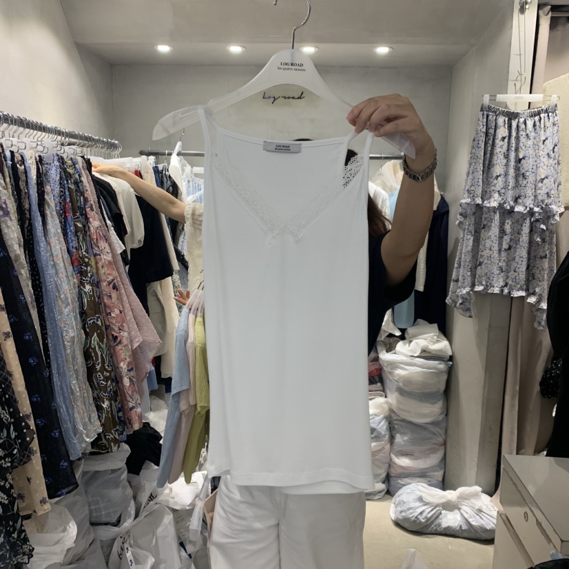 LOGROAD韓國東大門代購女士新款人氣26夏季26春夏吊帶背心蕾絲LOG ROAD吊帶/背心圖色2