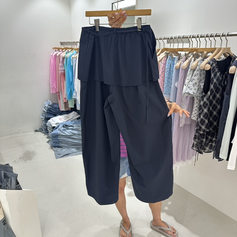 REPELLER韓國東大門代購女裝新品時尚推薦休閑裙褲亞麻疊穿REPELLER裙褲