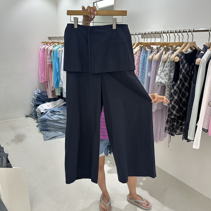 REPELLER韓國東大門代購女裝新品時尚推薦休閑裙褲亞麻疊穿REPELLER裙褲圖色2