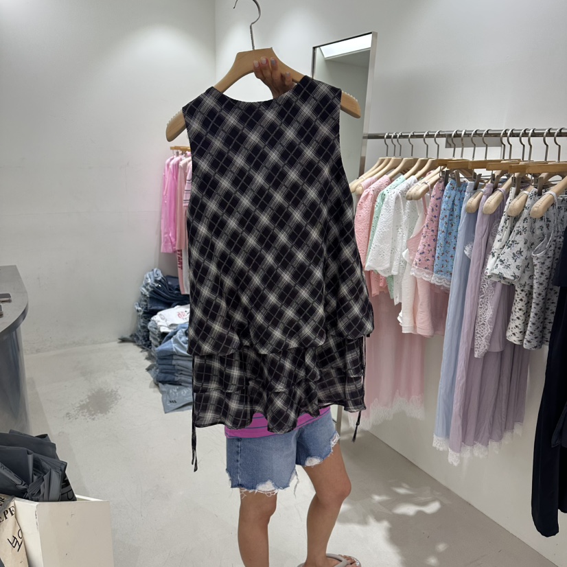 REPELLER東大門實拍韓國女裝新款熱賣職業26春夏連衣裙格子REPELLER連衣裙