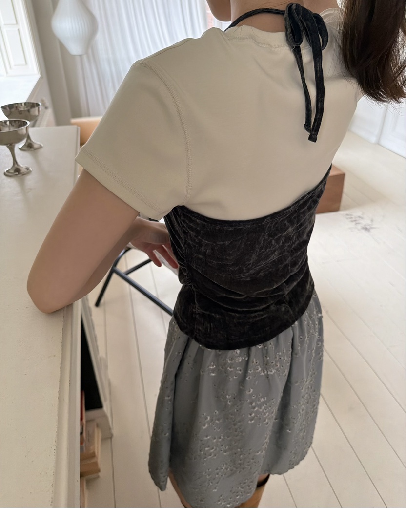 PEBBLE韓國東大門直郵女士新品時尚吊帶背心天鵝絨網眼無袖PEBBLE吊帶/背心