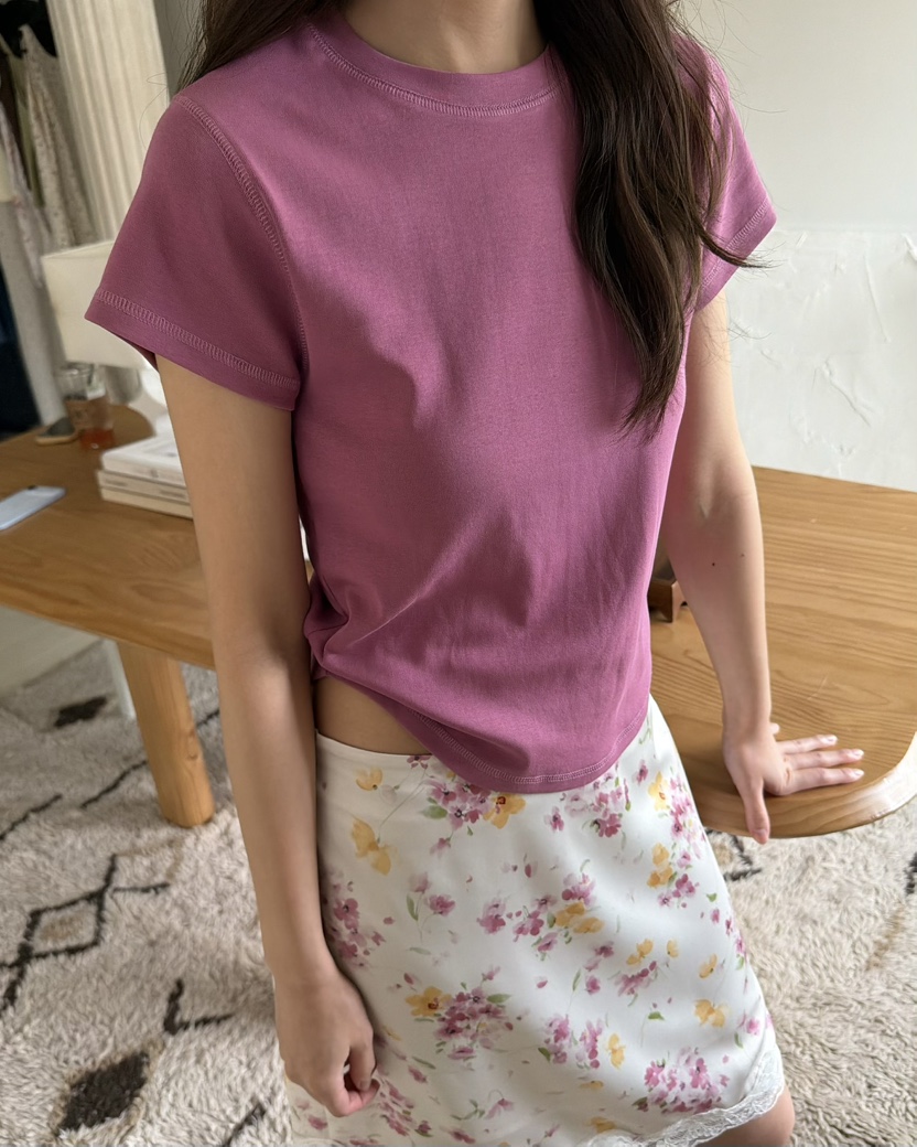 PEBBLE韓國直郵女裝新款人氣休閑熱賣推薦時尚26夏季T恤奶油色PEBBLET恤