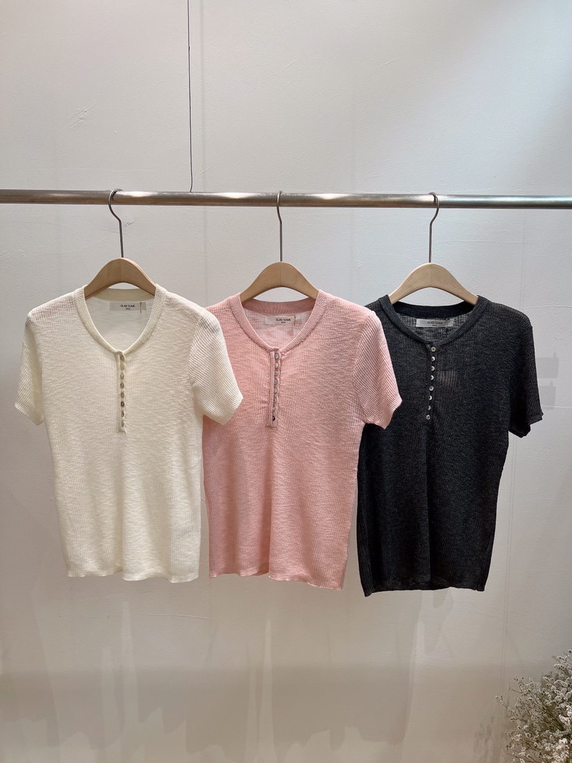 GLAD SOME韓國直郵女裝新品休閑26夏季熱賣26春夏針織衫透明GLAD SOME針織衫圖色3左三色