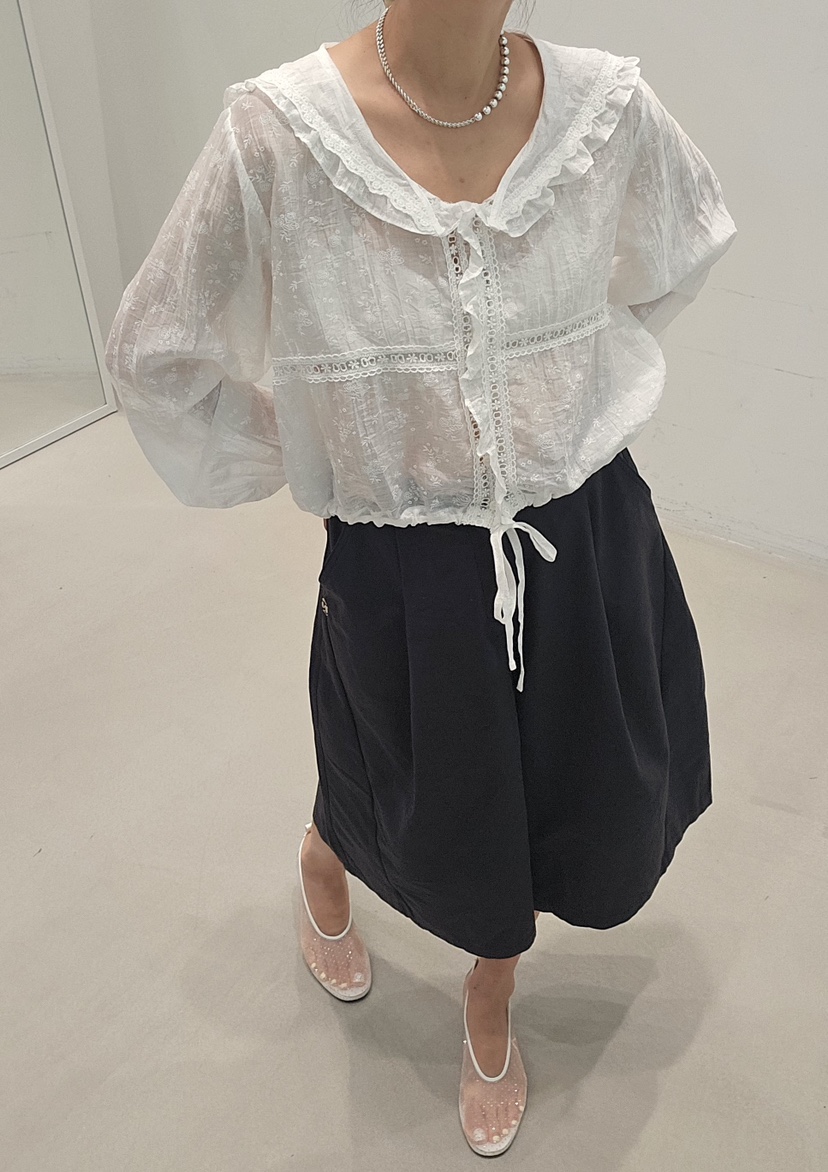 NEOUL東大門實拍韓國女裝新品時尚熱賣職業人氣襯衫蕾絲衫NEOUL/ahin雙領標簽襯衫/蕾絲衫