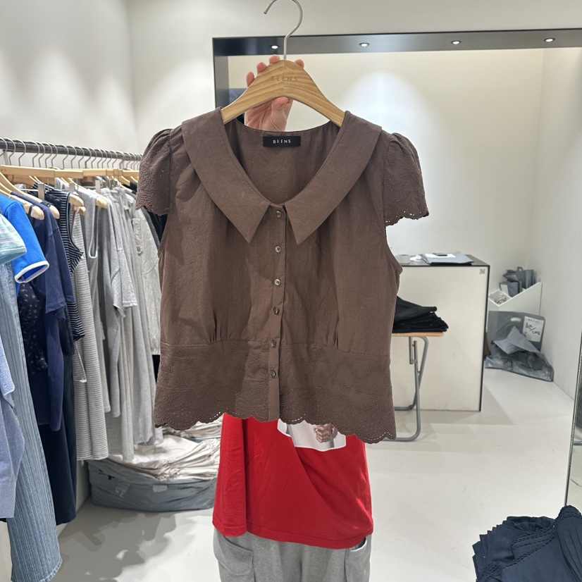 BEENS韓國直郵實拍女士新品時尚人氣推薦26夏季襯衫蕾絲衫BEENS襯衫/蕾絲衫圖色2