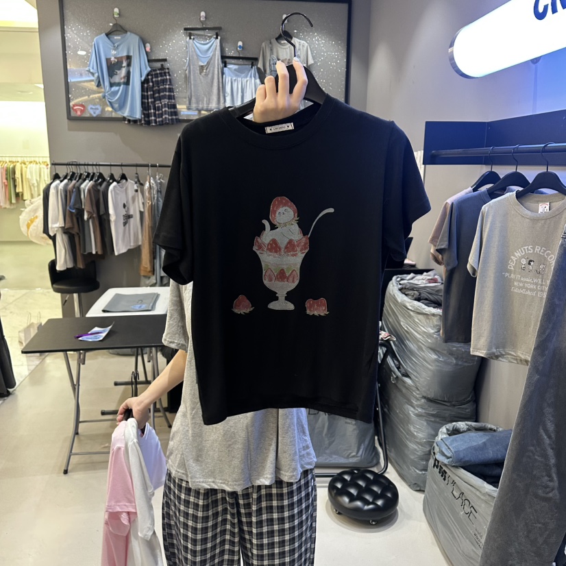CREDITO東大門實拍韓國女裝新款人氣時尚熱賣26夏季職業T恤CREDITOT恤圖色3