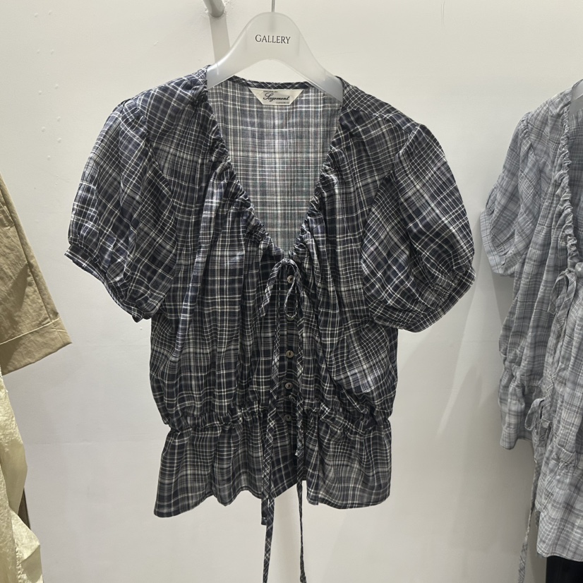 GALLERY-P韓國東大門代購女士新品熱賣26春夏襯衫蕾絲衫格紋GALLERY-P襯衫/蕾絲衫圖色3