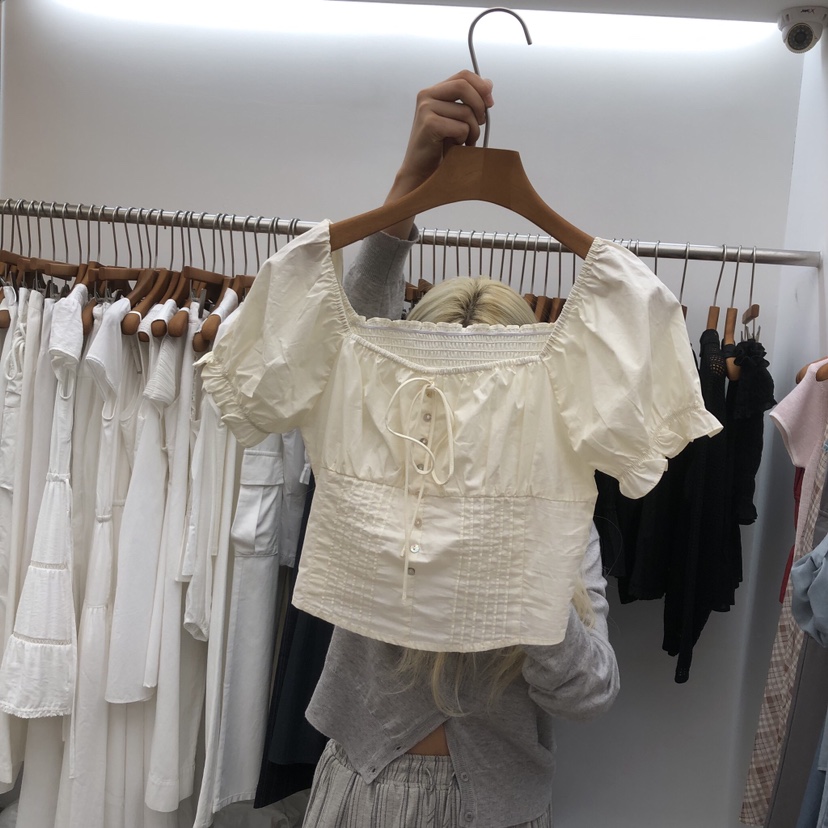 DRESS ROOM東大門實拍韓國女裝新品26夏季襯衫蕾絲衫絲帶DRESS ROOM襯衫/蕾絲衫圖色2
