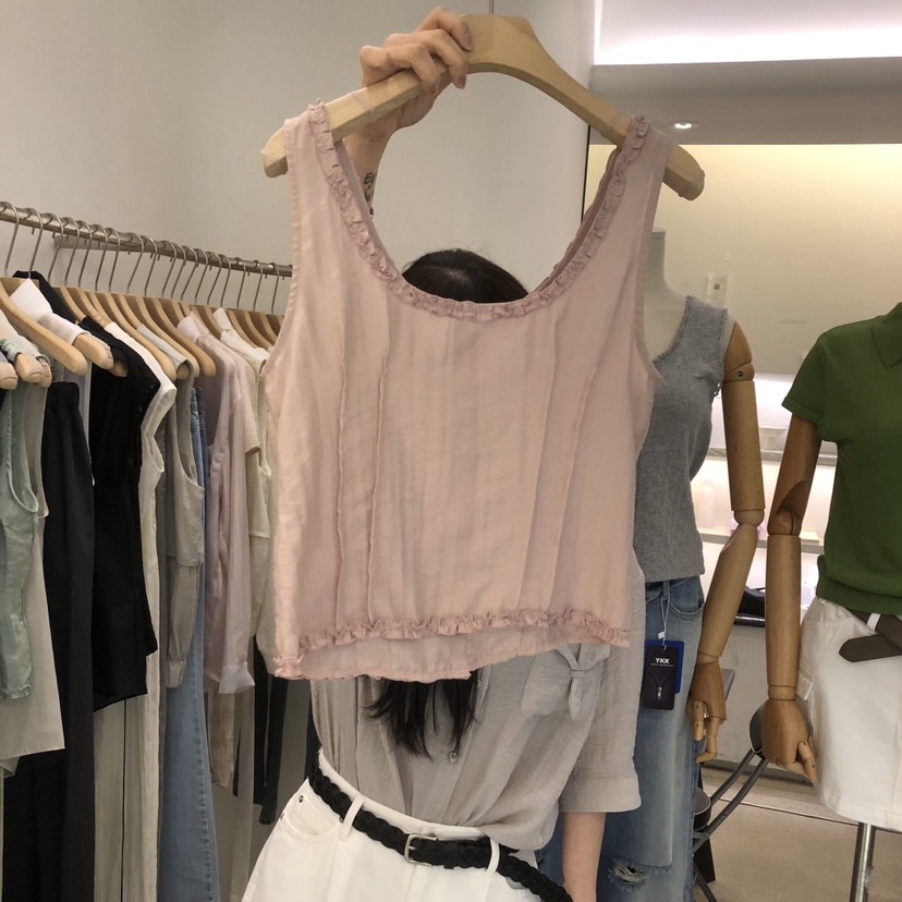 PHILO韓國東大門直郵女士新款熱賣26夏季吊帶背心荷葉邊無袖PHILO吊帶/背心