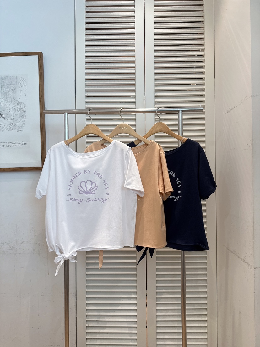 FAVE-L韓國代購女裝新品職業人氣26夏季休閑時尚T恤絲帶FAVE-LT恤