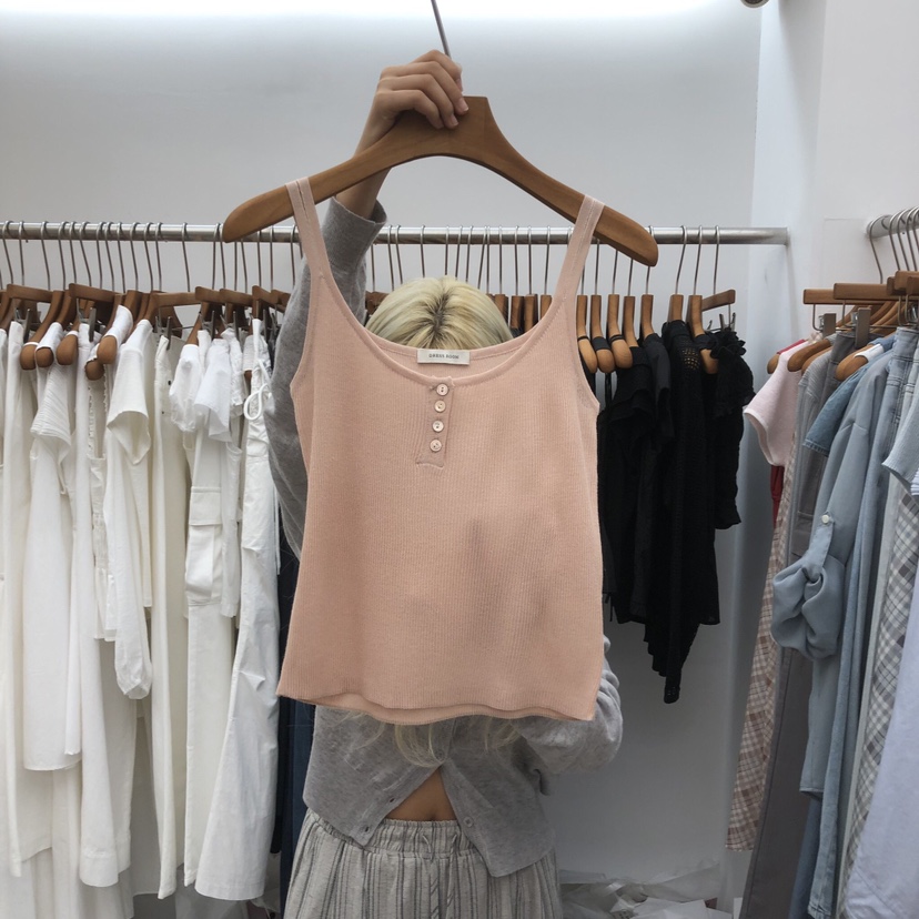 DRESS ROOM韓國東大門直郵女士新款26夏季吊帶背心無袖紐扣DRESS ROOM吊帶/背心圖色1