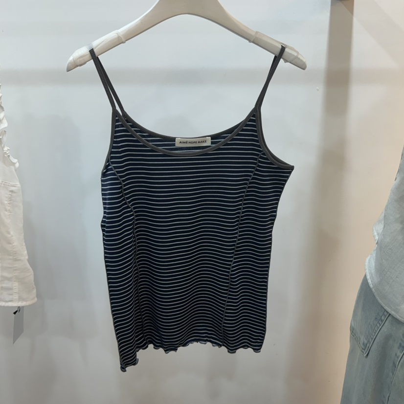 AIME HOPE MAKE/MYNAMEIS東大門實拍韓國女裝新品休閑吊帶背心AIME HOPE MAKE/MYNAMEIS吊帶/背心圖色2深藍色