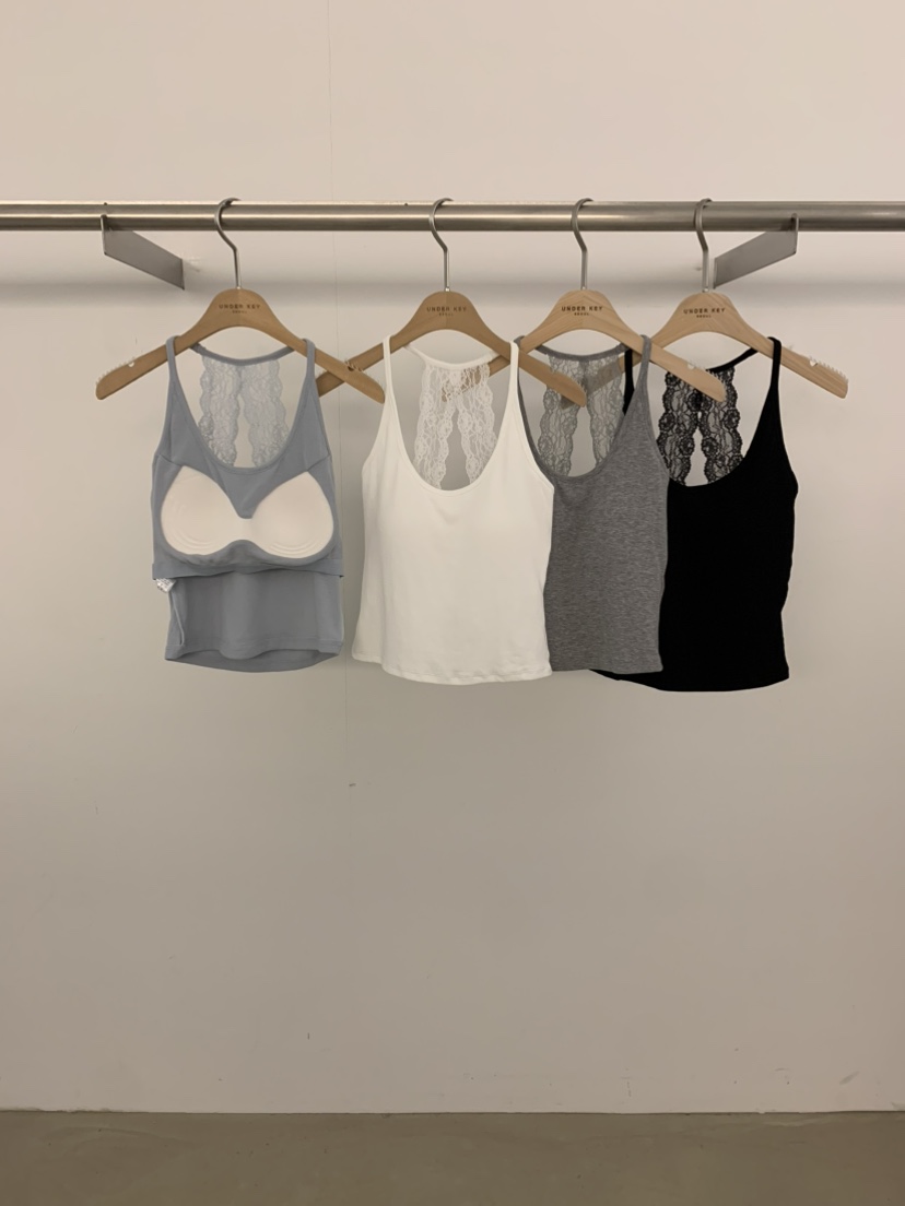 UNDER KEY韓國直郵女裝新品休閑26春夏吊帶背心蕾絲緞帶UNDER KEY吊帶/背心