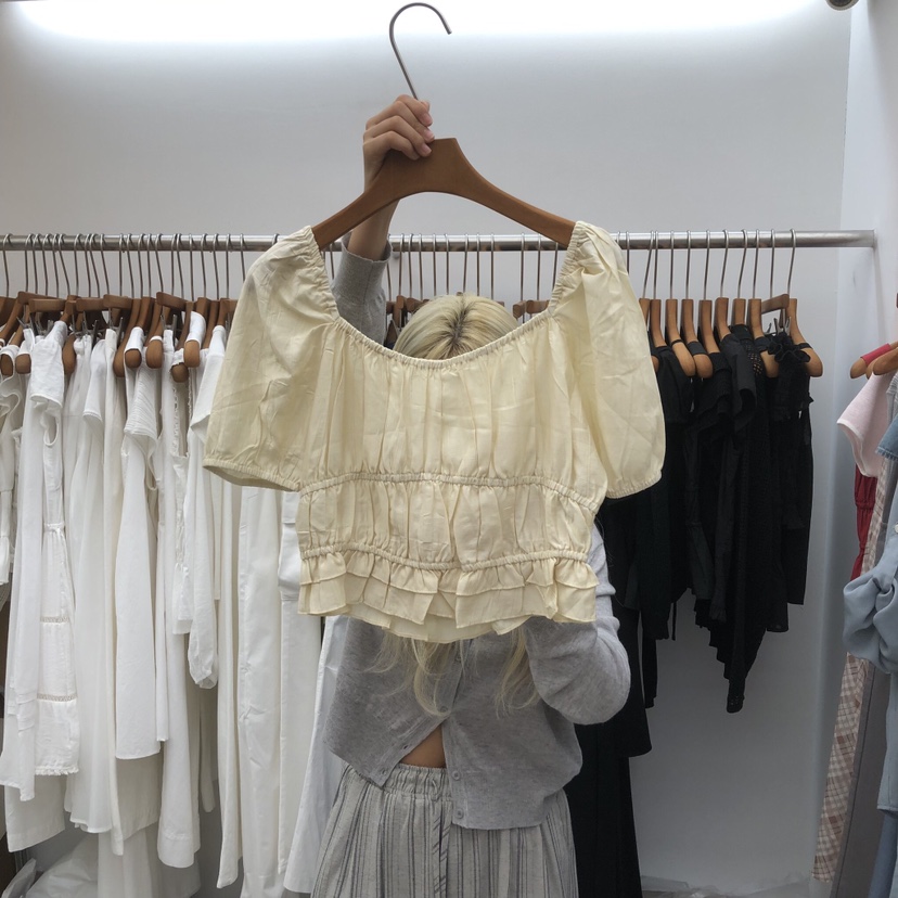 DRESS ROOM韓國東大門代購女士新款時尚26春夏襯衫蕾絲衫褶皺DRESS ROOM襯衫/蕾絲衫圖色2