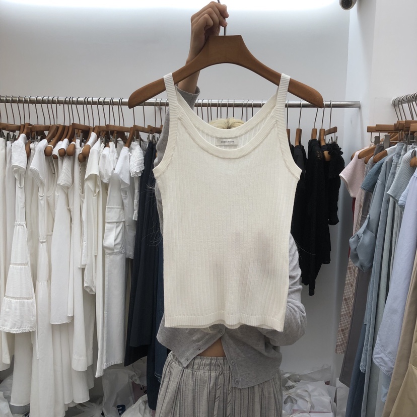 DRESS ROOM韓國直郵女士新品推薦人氣26春夏吊帶背心無袖羅紋DRESS ROOM吊帶/背心圖色1