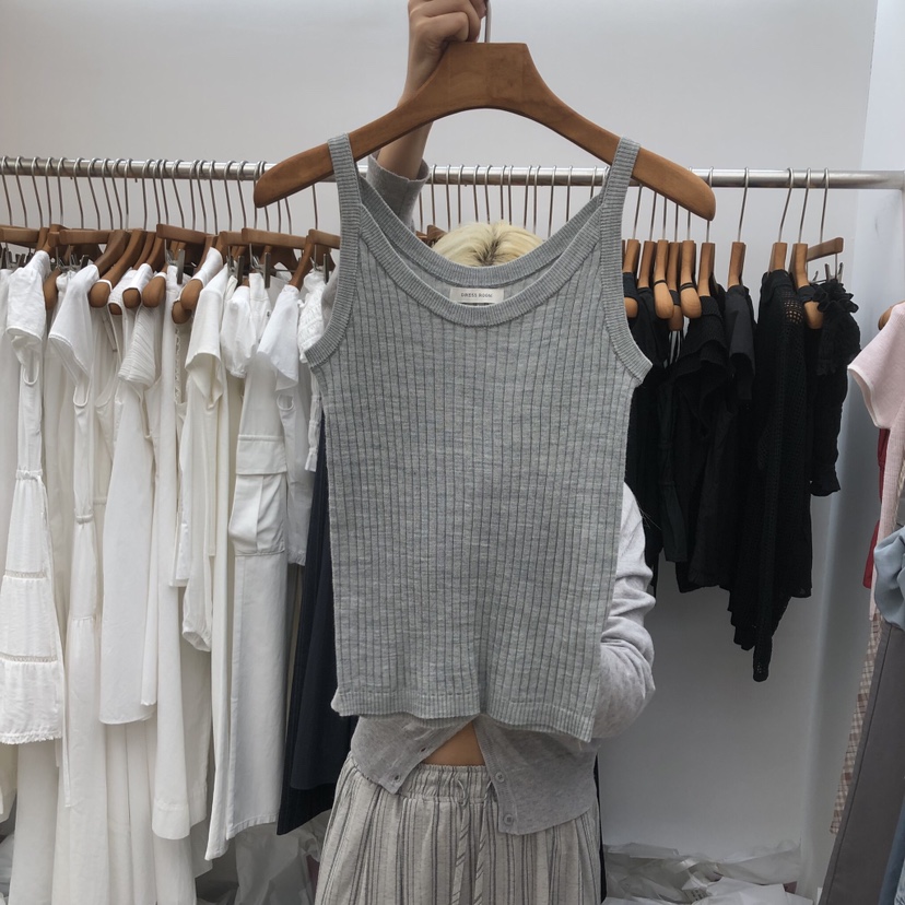 DRESS ROOM韓國直郵女士新品推薦人氣26春夏吊帶背心無袖羅紋DRESS ROOM吊帶/背心圖色4