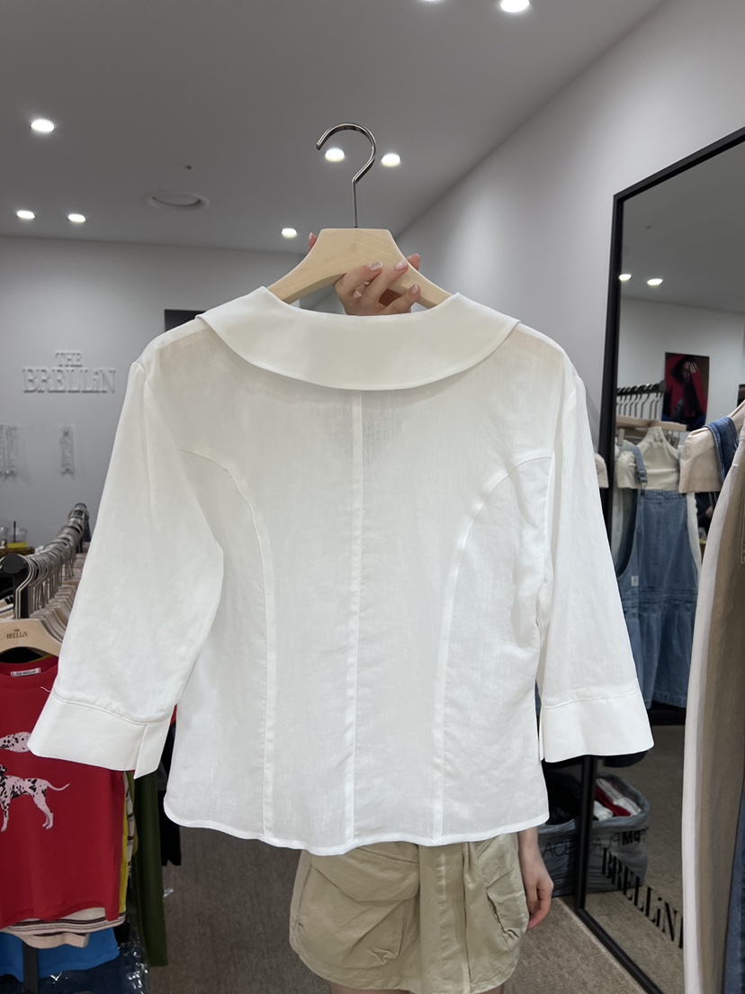 BRELLIN韓國直郵女士新款推薦人氣時尚熱賣襯衫蕾絲衫亞麻BRELLIN襯衫/蕾絲衫