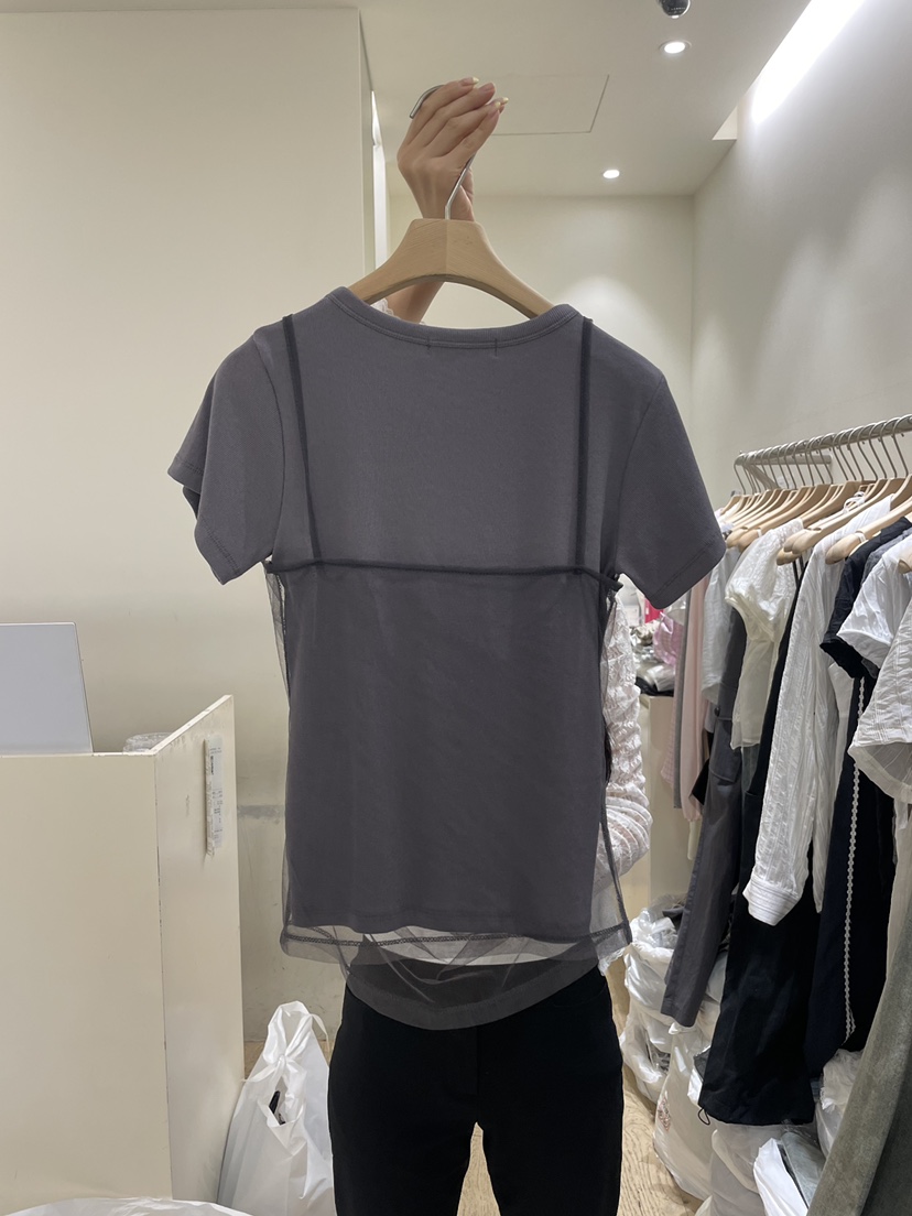FLOWER-L韓國東大門直郵女裝新品26夏季職業休閑T恤假兩件FLOWER-LT恤