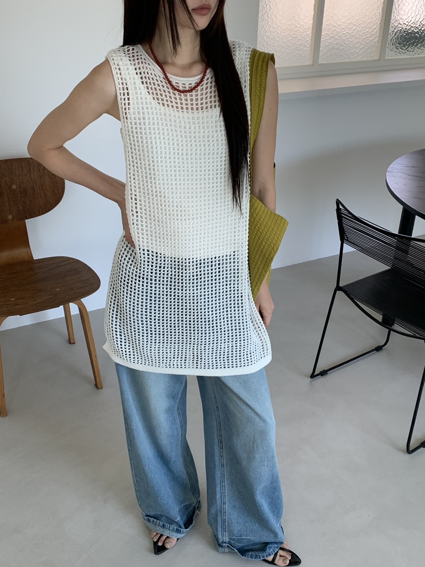 RIVER RAIN韓國代購女裝新款26春夏推薦連衣裙華夫格無袖RIVER RAIN連衣裙