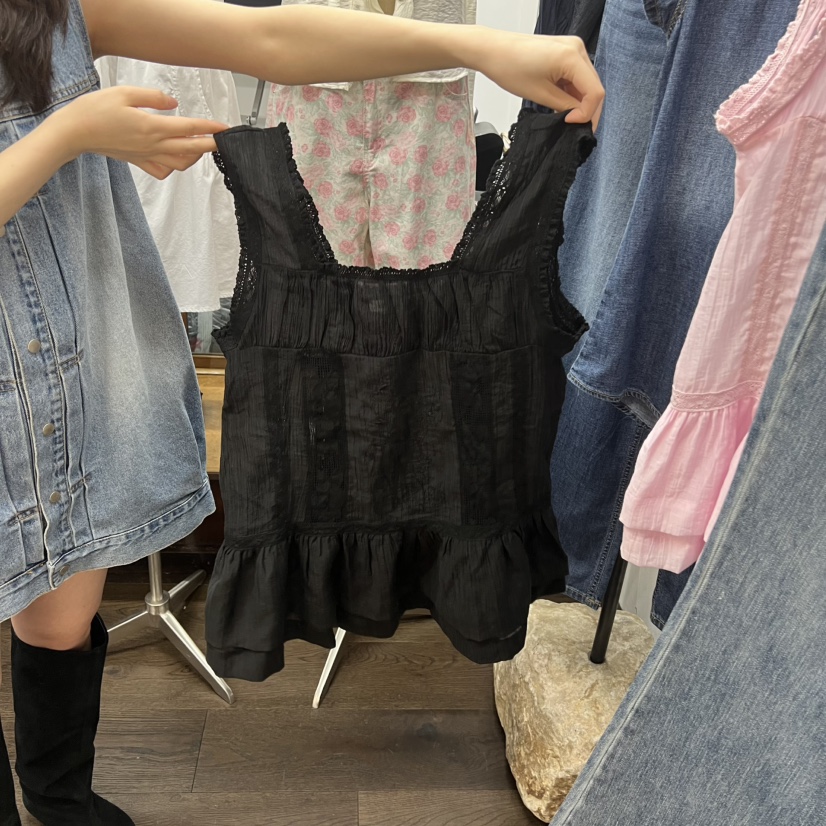 UNANSWERED-MYSTERY/FIFO韓國直郵實拍女裝新款時尚吊帶背心褶皺無袖UNANSWERED-MYSTERY/FIFO吊帶/背心圖色3