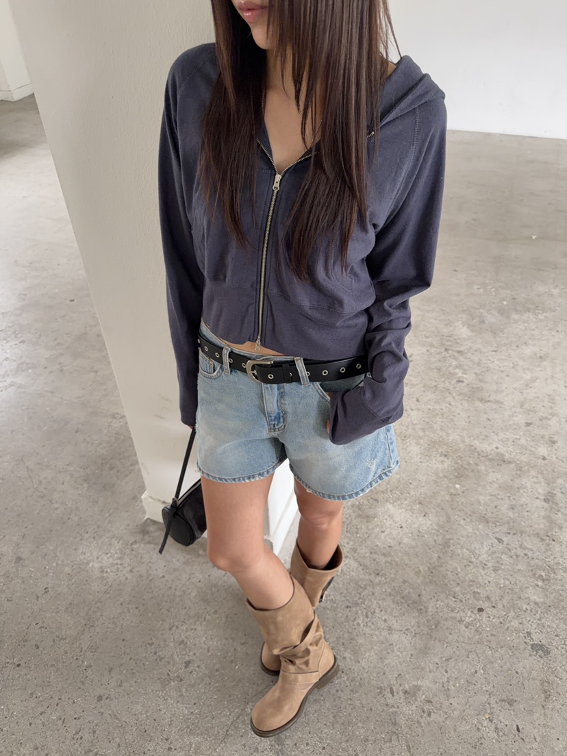 ACME東大門實拍韓國女裝新款26夏季時尚衛衣拉鏈連帽衫絨ACME衛衣