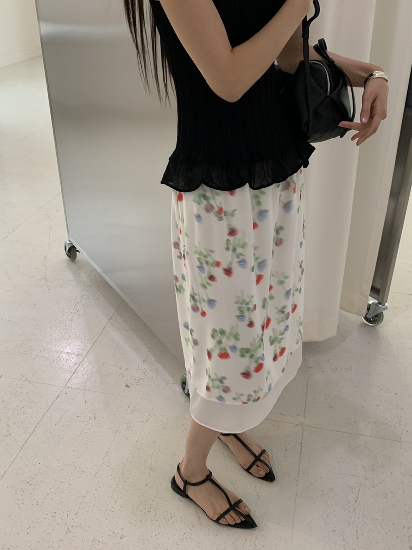 RIVER RAIN韓國直郵實拍女士新品時尚26春夏半身裙中短裙雪紡RIVER RAIN半身裙/中短裙