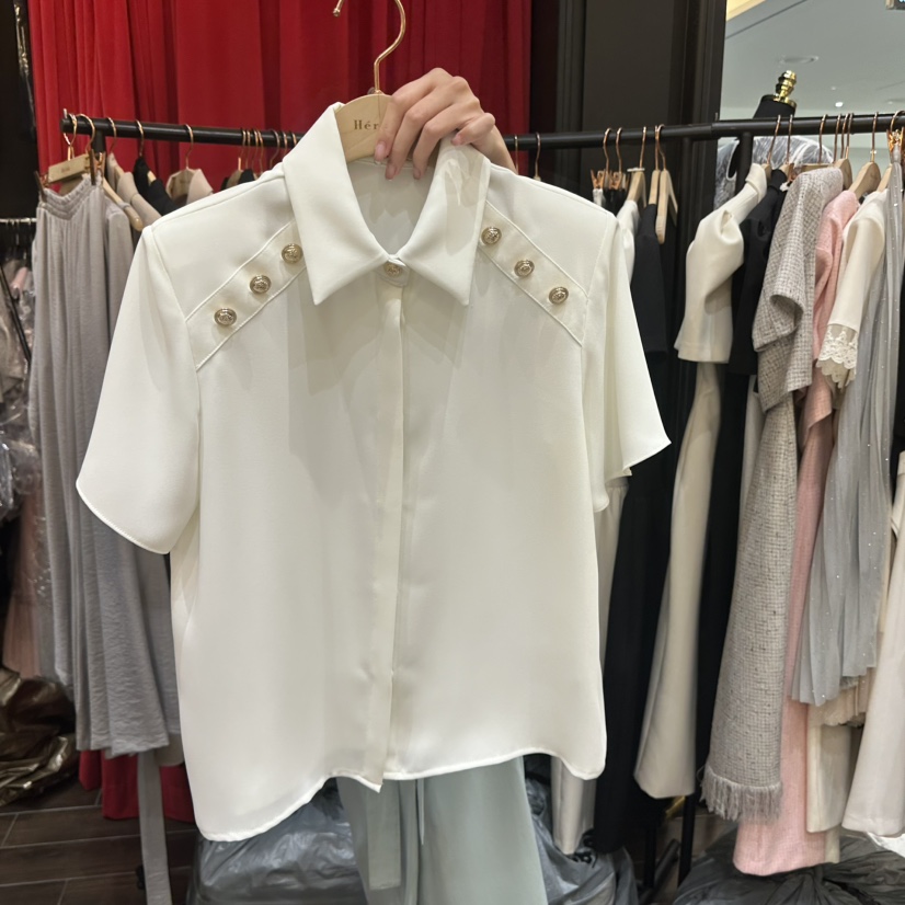HERISH-HAUTE韓國東大門代購女士新款職業襯衫蕾絲衫紐扣Herish-Haute-A襯衫/蕾絲衫圖色2
