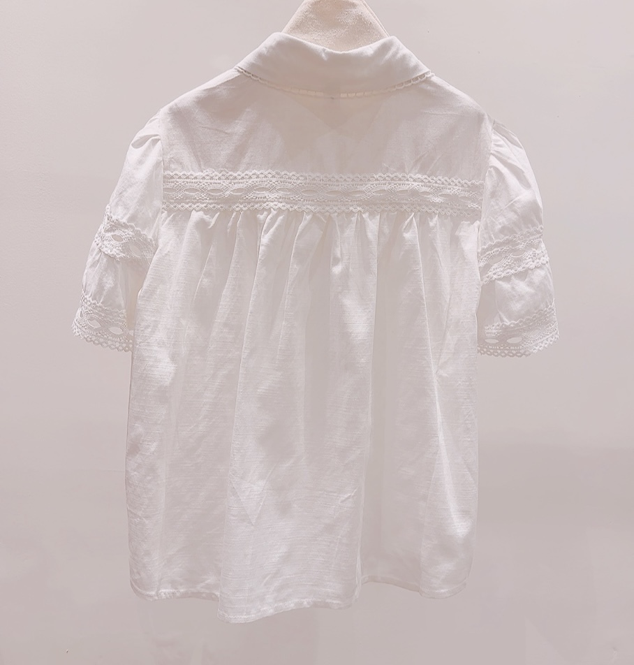 AWESOME-P韓國直郵實拍女士新品26夏季休閑襯衫蕾絲衫棉AWESOME-P襯衫/蕾絲衫