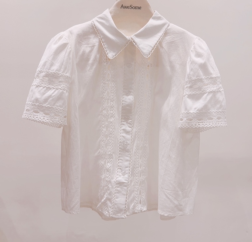AWESOME-P韓國直郵實拍女士新品26夏季休閑襯衫蕾絲衫棉AWESOME-P襯衫/蕾絲衫圖色1