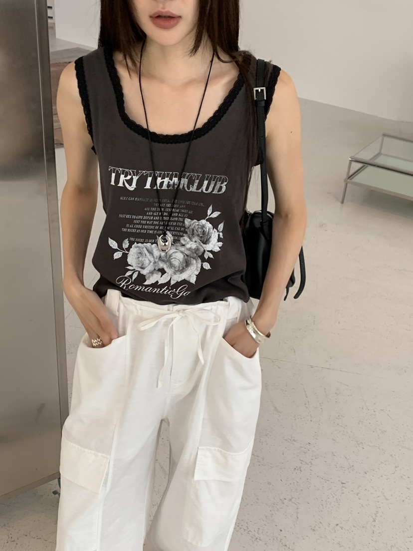 RIVER RAIN韓國直郵女裝新品職業時尚休閑吊帶背心蕾絲無袖RIVER RAIN吊帶/背心
