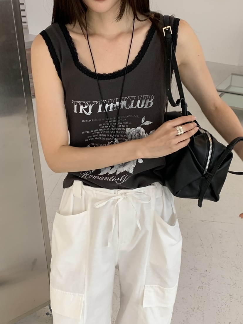 RIVER RAIN韓國直郵女裝新品職業時尚休閑吊帶背心蕾絲無袖RIVER RAIN吊帶/背心