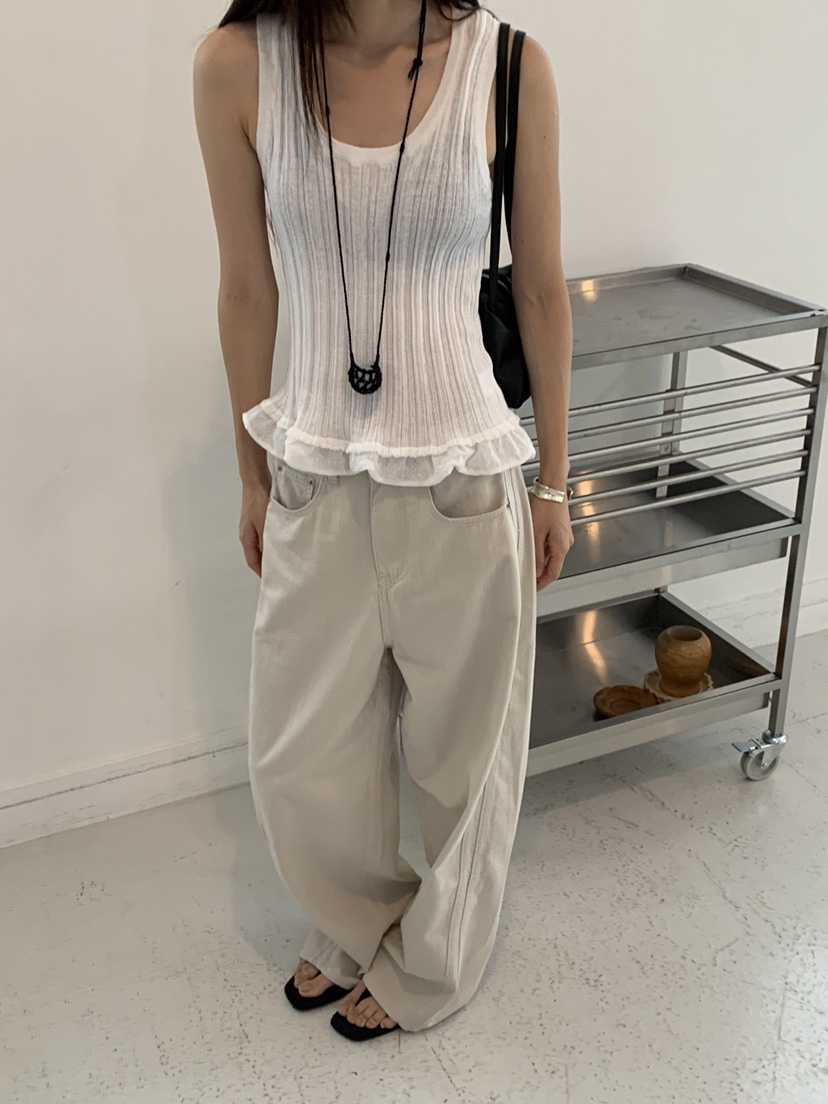 RIVER RAIN韓國代購女裝新品職業休閑吊帶背心無袖針織衫RIVER RAIN吊帶/背心